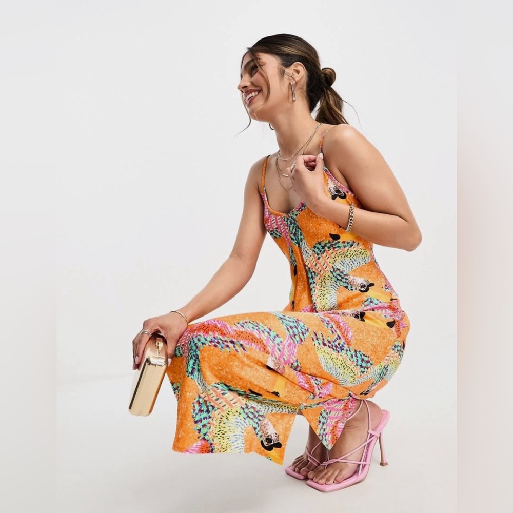 Never Fully Dressed slip maxi dress in toucan print
